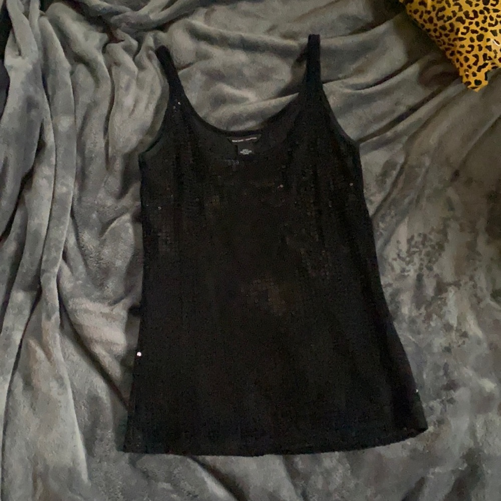 New York & Company Black Sequins Top